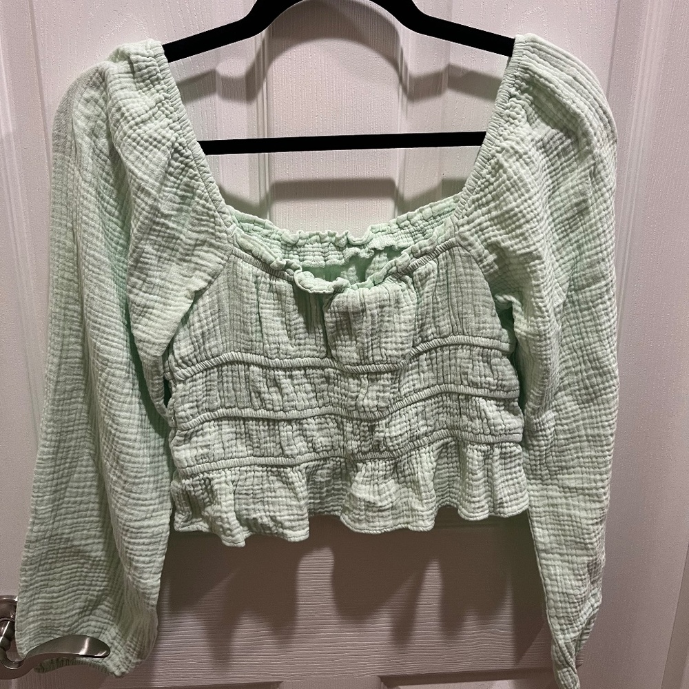 Wild Fable, Green Cropped Blouse, Size Small - Picture 2 of 2